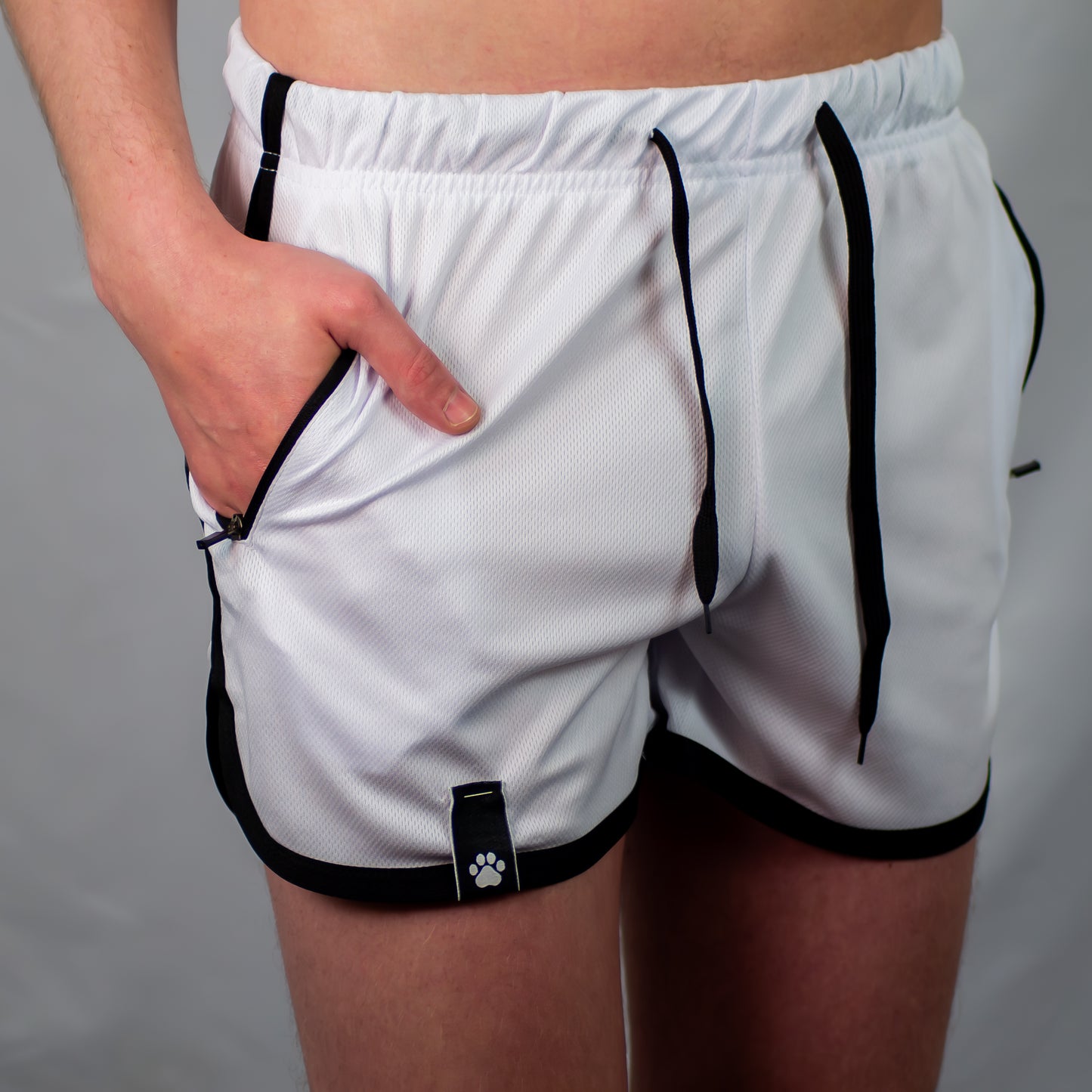 Kinky Mesh Shorts with Pocket - Classic White