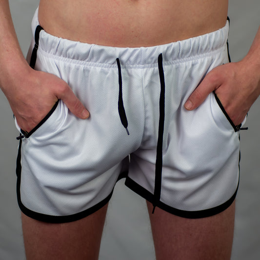 Kinky Mesh Shorts with Pocket - Classic White
