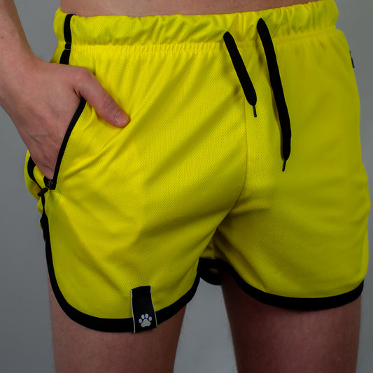 Kinky Mesh Shorts with Pocket - Vibrant Yellow